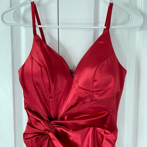 Fashion Nova Satin Midi Dress | Red - Picture 6 of 11